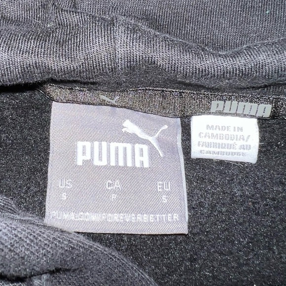 PUMA Mens Taping Fleece Hoodie, Cotton Black/Puma White | S - Picture 2 of 10